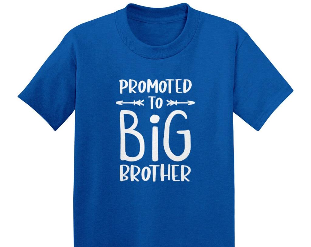 Promoted to Big Brother - Kids Cotton T-Shirt and kids tshirt - Pregnancy Announcement Gender Reveal Party Newborn Baby Family Older Brother
