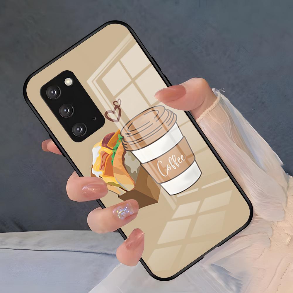Чехол для телефона с рисунком 'Кофейное искусство' для Samsung S26 S25 Plus S20 S20 Plus S22 Ultra S23 FE S21 Plus S21 Ultra Стеклянная крышка