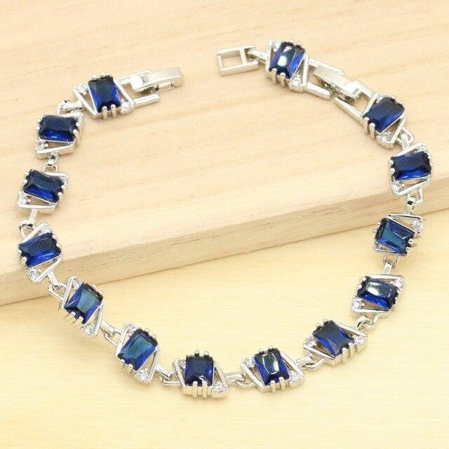 Синий Сапфир Зеленый Изумруд Серебряный Браслет 925 пробы для Женщин Подарочные Ювелирные Изделия Распродажа