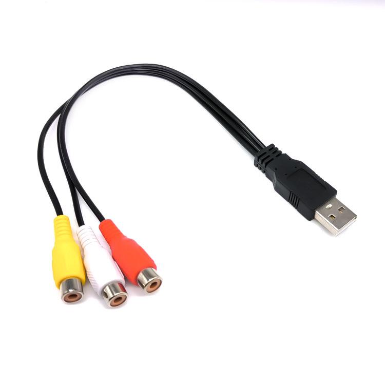 USB to 3RCA Female Audio/Video Cable for Set-Top Box