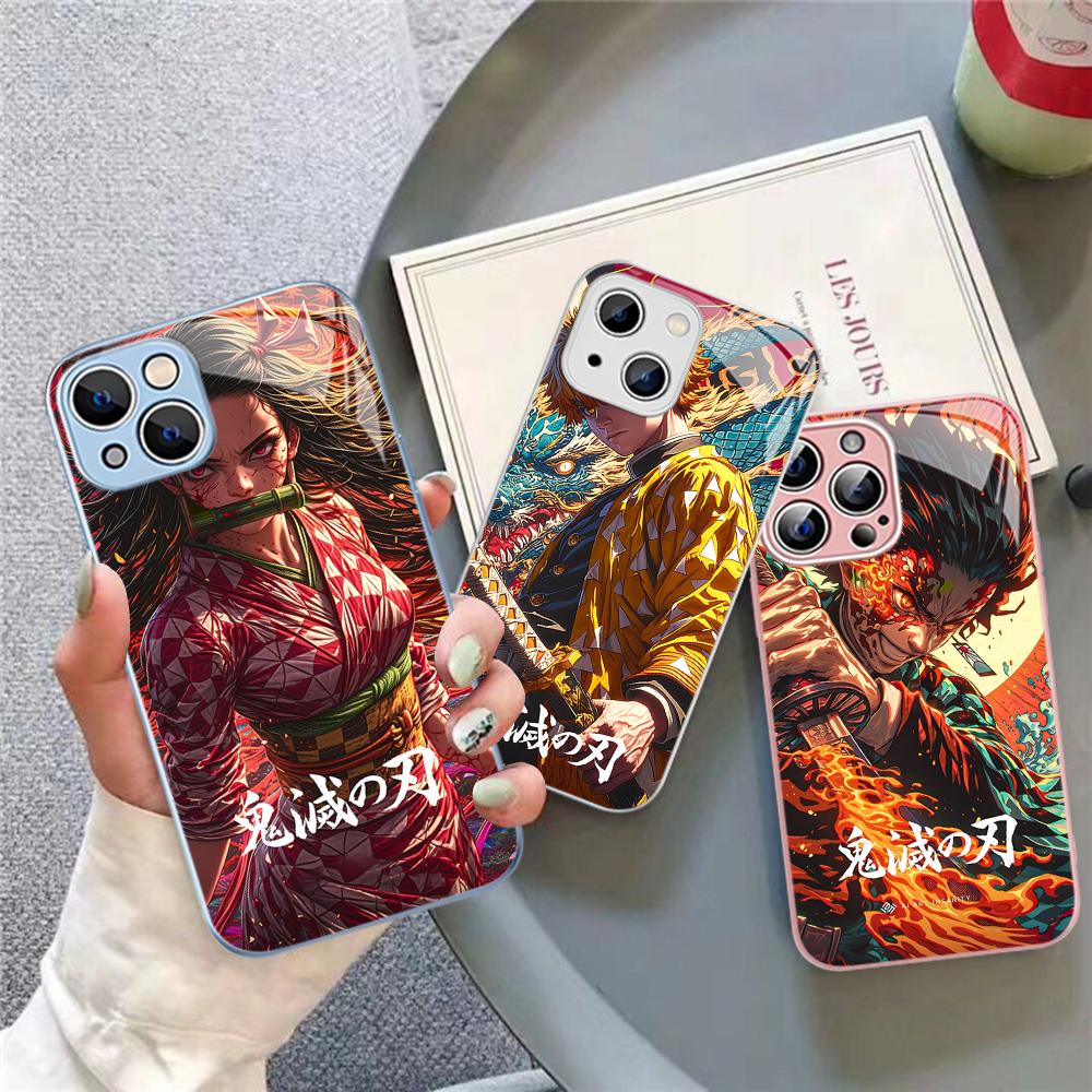 Demon Slayer Phone Case Tempered Glass For iPhone 18 14 13 12 11 Pro Mini XS MAX 14Plus X XS XR Fundas