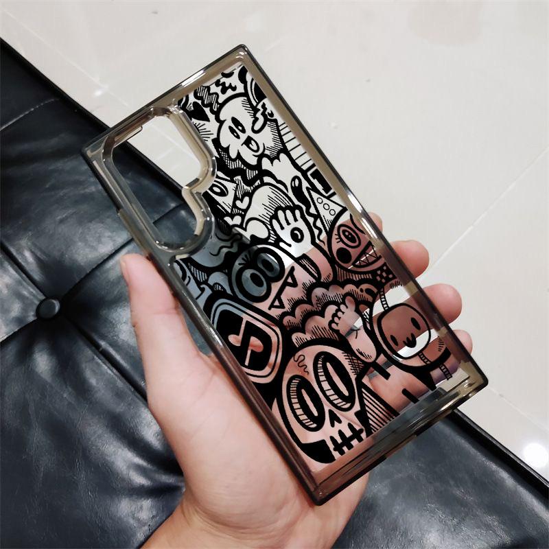 Жесткий прозрачный чехол с граффити для Samsung S26 S25 Ultra S24 Ultra S25FE A56 S24FE S23 Ultra S22 A17 A16 A15 A72 A53 A55 A26 / Ударопрочный чехол Samsung