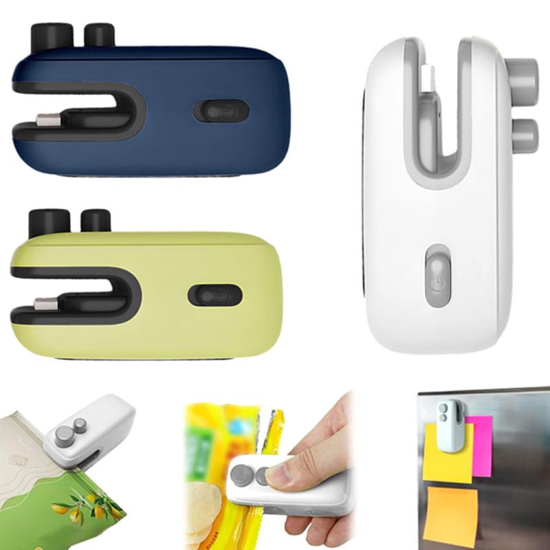 Мини Запайщик Пакетов 2-в-1 USB Перезаряжаемый Вакуумный Запайщик и Резак Ручной Инструмент для Термосварки для Хранения Продуктов, Закусок, Пластиковых Пакетов