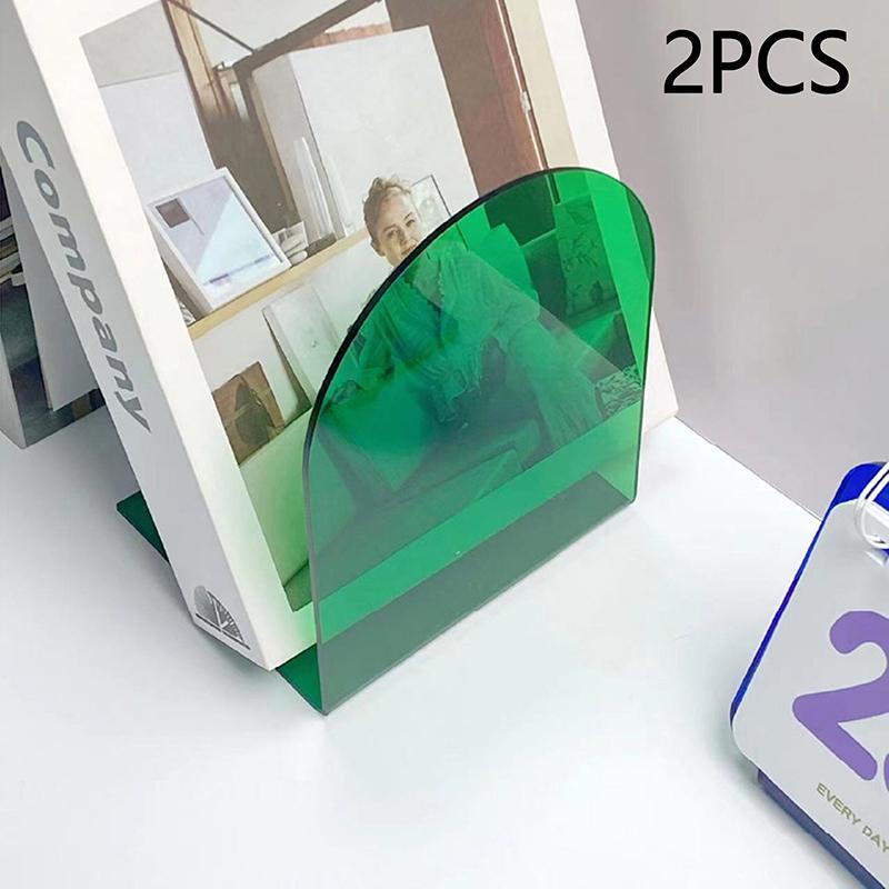 1 Pair Clear Acrylic Bookends Non-Skid Book End For School Library And Desktop Organizer, Acrylic Book Ends For Book Shelves