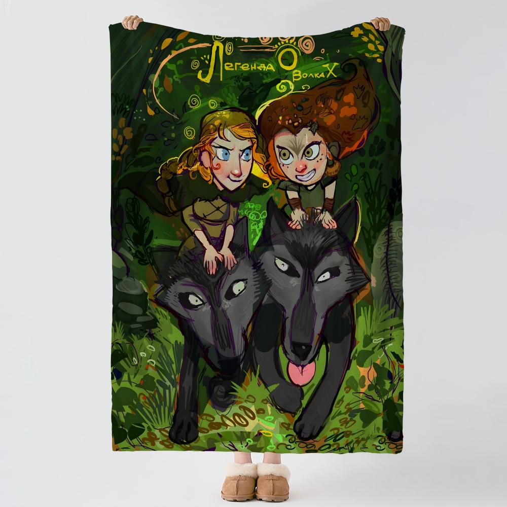 Анимация W-Wolfwalkers-s Бросок Толстое Уютное Фланелевое Одеяло, Многоцелевое Использование В Помещении На Улице Ежедневный Сон