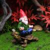 Garden Gnome Statue Sitting On Turtle Resin Sculpture Lawn Yard Decor Gift