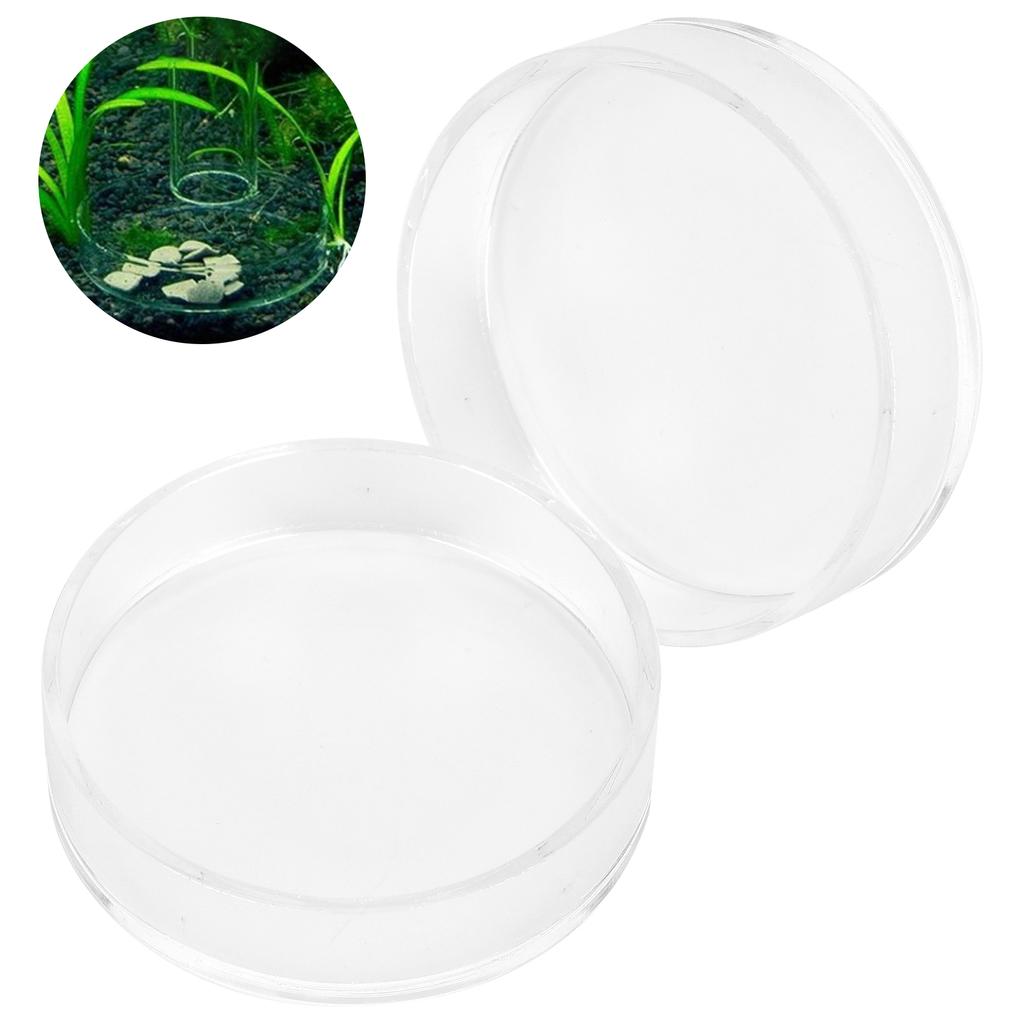 2PCS Aquarium Shrimp Feeding Dish Bowls Acrylic Fish Tank Feeder Round for Pet Turtle