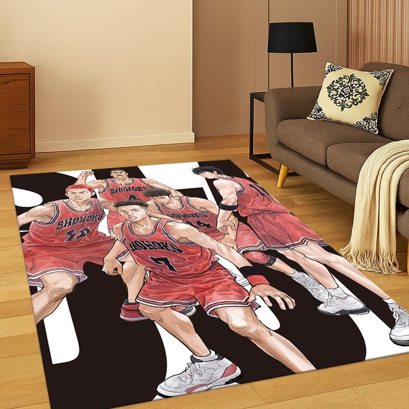 Мультяшный ковер-коврик Slam Dunk Basketball Anime для спальни, гостиной, дивана, игровой комнаты, прихожей, декор для дома, детский коврик, нескользящий