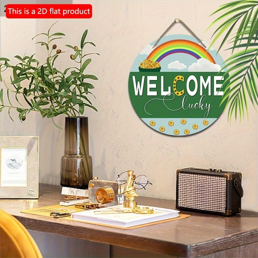 1шт 2d Flat St. Амулет ко Дню Святого Патрика: Классическая деревянная подвесная вывеска - 20 см, универсальный настенный декор для дома и не только
