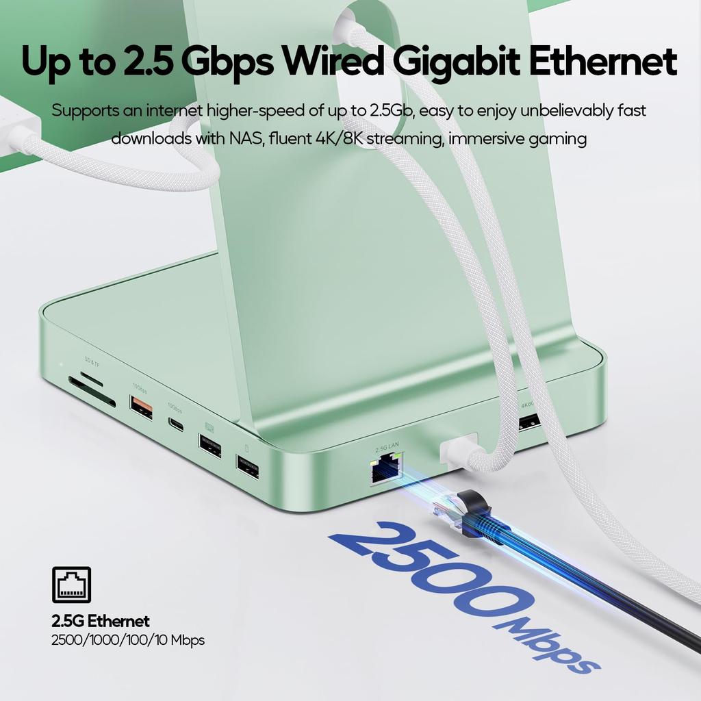PULWTOP 11 в 1 USB C хаб для iMac 2021 2023 2024 iMac M1 M3 M4 Аксессуары USB-хаб HDMI Расширение SSD Не USB C 2 x USB A Разъем 24" 4K, 2.5G Ethernet,