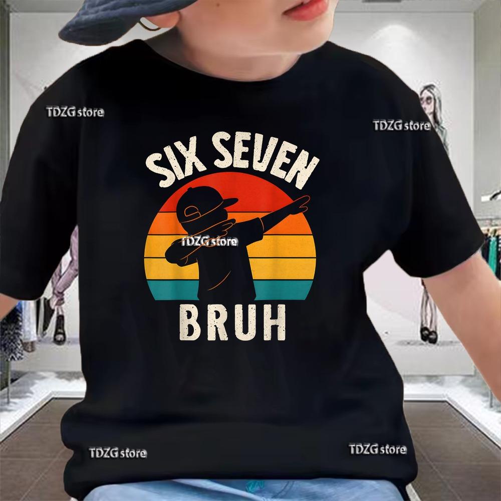Летняя футболка 67 Cool Print для детей, с коротким рукавом, с мультяшным принтом, модная, для мальчиков, повседневная, Харадзюку, детская одежда