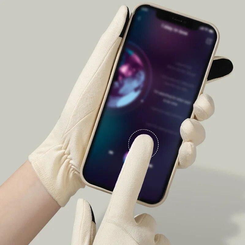Women Warm Glove Winter Touch Screen Bicycle Gloves Outdoor Sports Fishing Driving Running Ski Glove Thermal Plush Mitten
