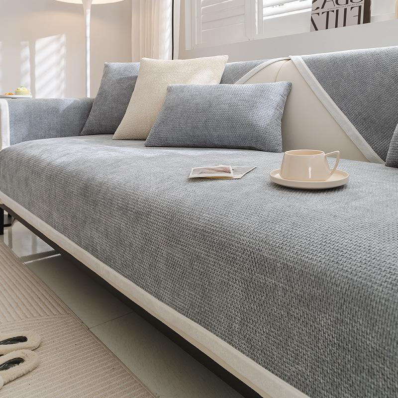 Nordic Minimalist Style Sofa Cushion Solid Color Chenille Sofa Suit Non-Slip Stain-Resistant Sofa Cover Towel Four Seasons Universal