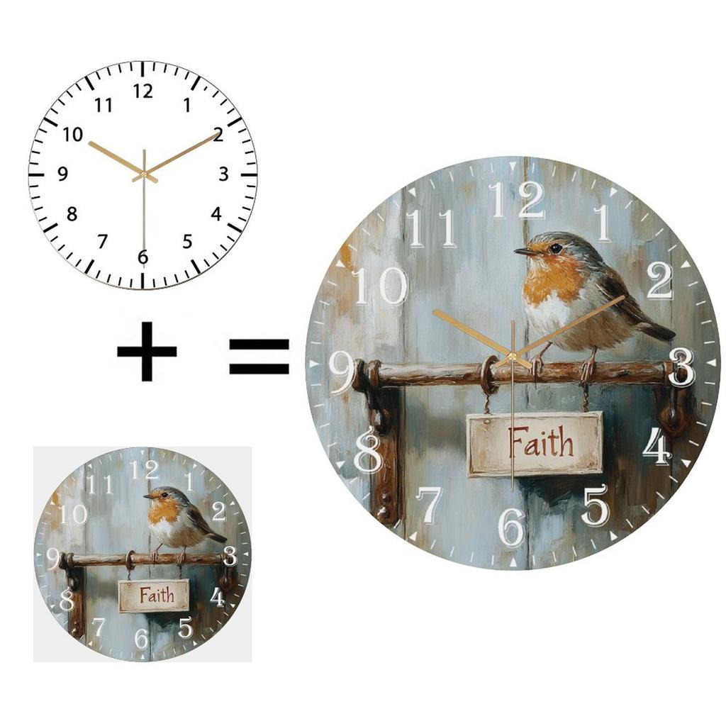 Custom Round Glass Wall Clock 30cm Business Promotion Silent Quartz for Hotel Cafe