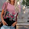 Женская летняя футболка с цветочным принтом в стиле ретро, футболки с коротким рукавом, повседневные топы с принтом