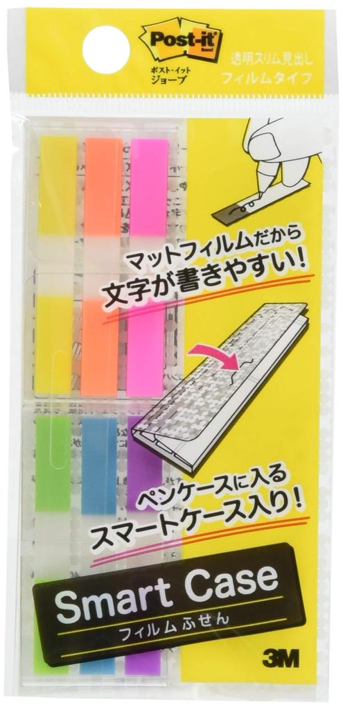 Заметки Post-it, Кейс Job Smart, Прозрачные тонкие индексные закладки, 44 x 6 мм, 20 листов, Разные цвета, 6 Блоков, 5 Упаковок (680MSH-SC1-5P)