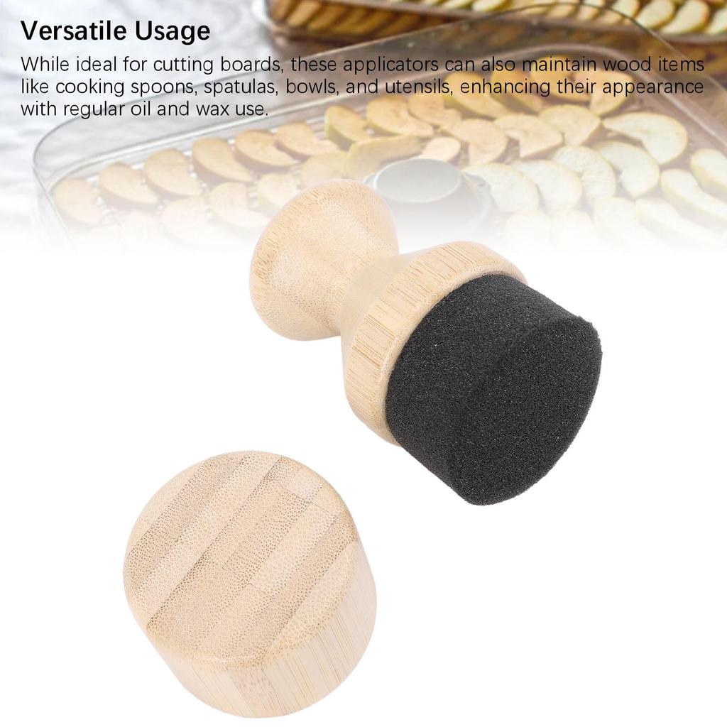 Набор из 2 аппликаторов для масла и воска для разделочных досок, губка из бамбука, аппликатор для масла, набор щеток для мытья деревянных лопаток, ложек и другой утвари