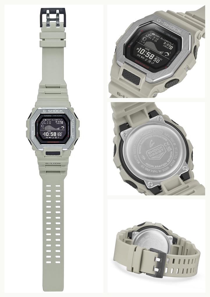 Часы Casio, изготовлены из биомассы, бежевые, G-Shock G-LIDE Bluetooth, пластик, GBX-100-8JF, мужские,