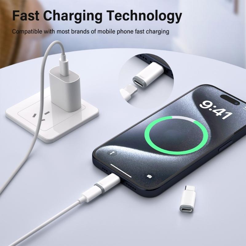 Адаптер Lightning на USB-C для телефона, алюминиевый адаптер-зарядное устройство, быстрая зарядка и передача данных, легко носить с собой для телефона 16