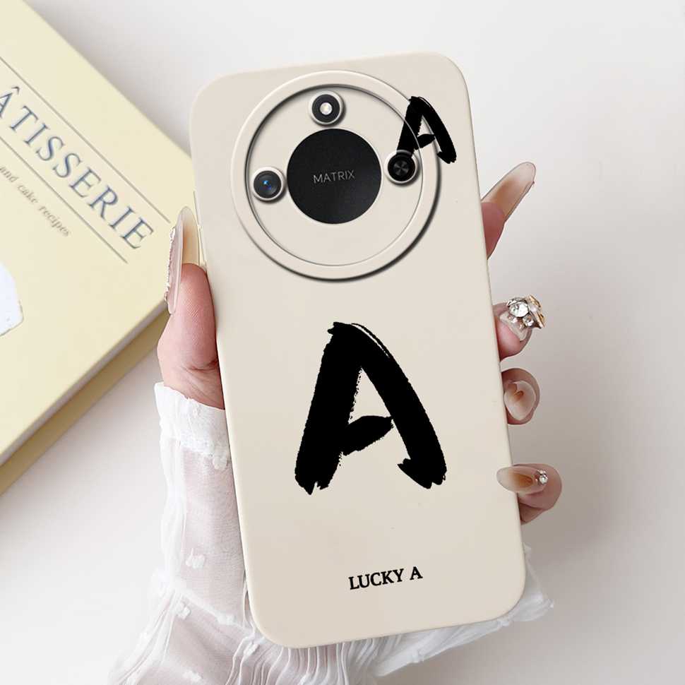 Protective Cases For Huawei Honor X60 5G 6.8"Case Fashion Style Letter A-Z Soft Silicone Cover For Honor x60 X60 BRC-AN00 Bumper