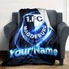 1pc 1.FC Magdeburg Blanket with Custom Name, Gift, for Men and Women, Soft Blanket, Good for Sofa Bed Couch Travel, Lightweight Flannel Blanket