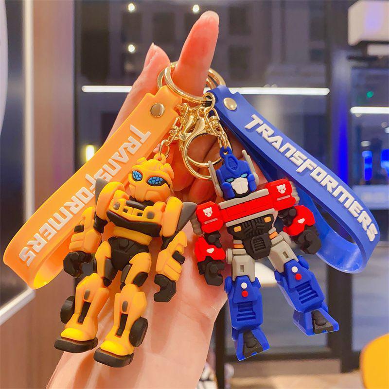 Anime Transform Keychain Optimus Prime Bumblebee Figure Keyring Pendants Car Key Accessories Doll Ornaments Toy Gift for Kids