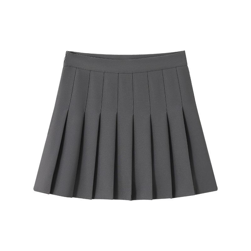 High-Waist Summer Pleated Mini Skirt - Slim Fit, Anti-Exposure, College Style, Small Size