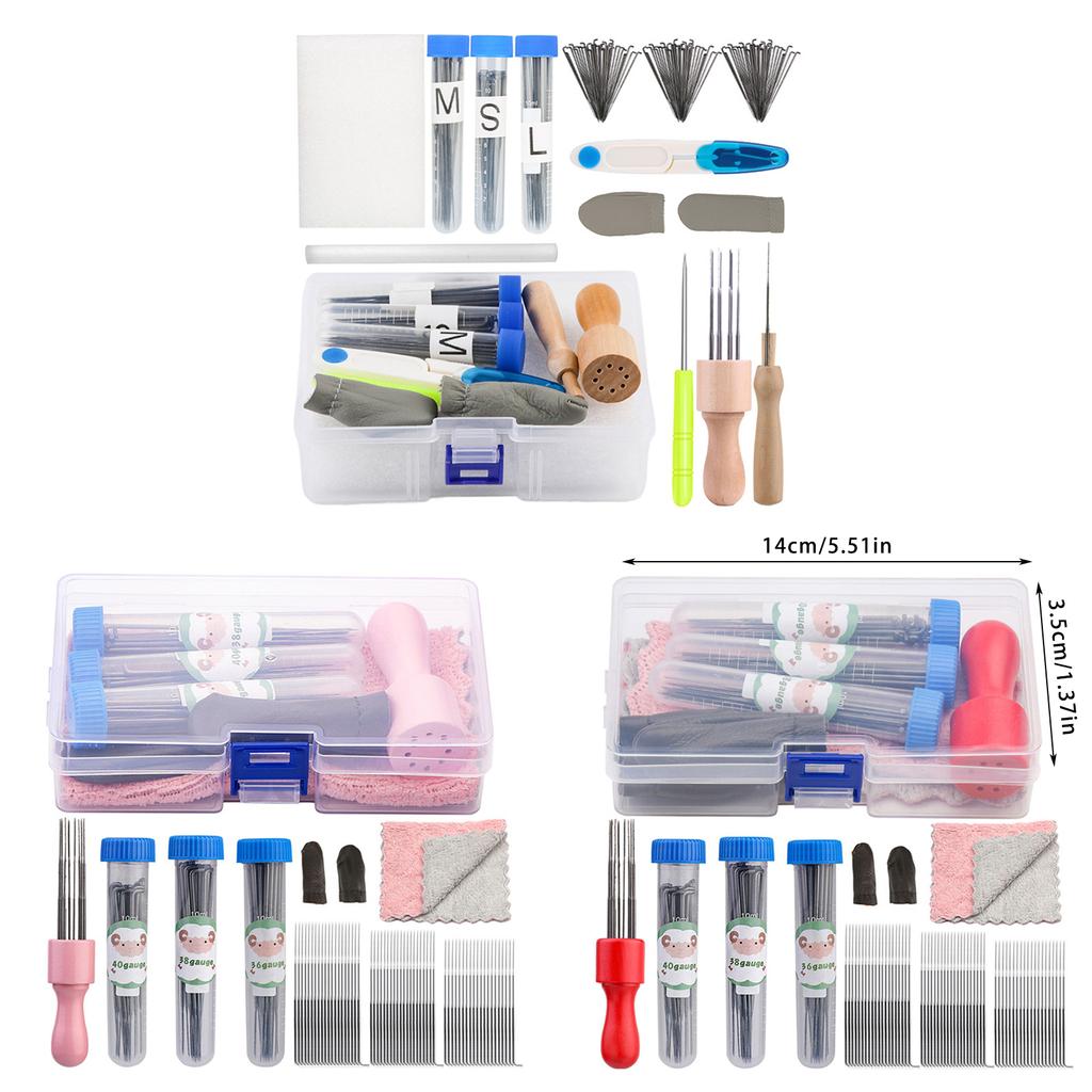 Needle Felting Supply for Beginner Professional Wool Felting Tool with Wool Felting Needle Wood Handle Finger Cots