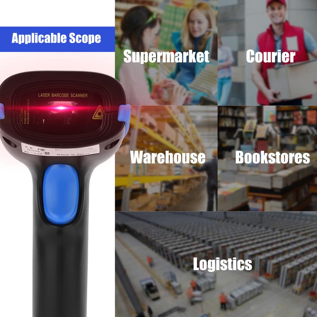 Wireless Bluetooth Barcode Bar Code Scanner Reader for iOS Android Windows Blue