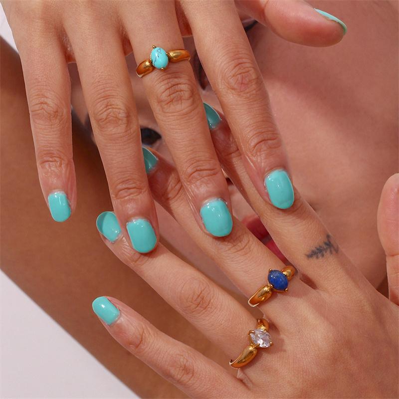 Золотое средневековое кольцо, модное геометрическое простое ретро-лазурит, бирюзовое кольцо с цирконом, винтажное овальное кольцо на удачу