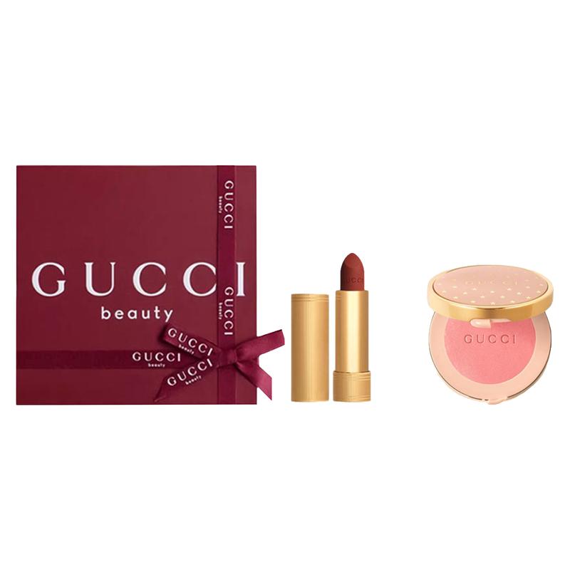 Gucci Помада Velvet Mist Звездные Румяна Набор в Подарочной Коробке Модификация Натурального Тона Лица Контур + Помада Velvet Mist #505 + Звездные Румяна #01