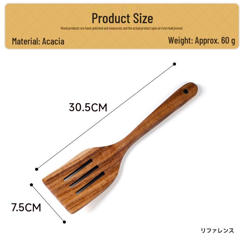 Набор кухонной утвари из тикового и акациевого дерева: Лопатка с длинной ручкой и большая суповая ложка