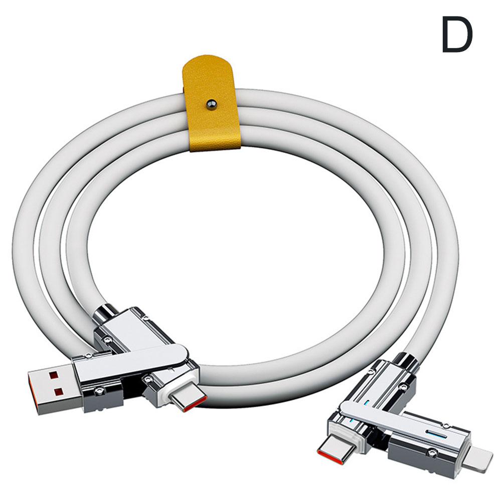 4 в 1 100 Вт кабель для быстрой зарядки USB Type C 480 Мбит/с жидкий для iPhone Data Tran K6O9