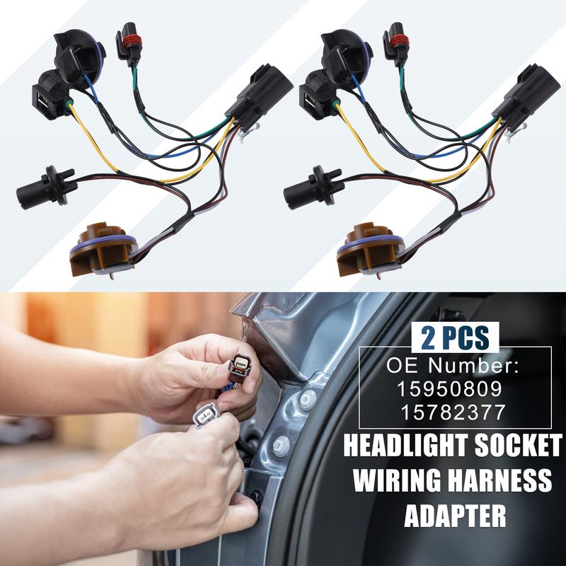 Uxcell 2pcs Headlight Headlamp Socket Wiring Harness Adapter for Chevy Tahoe 2007-2014 Suburban 2500 Avalanche 2007-2013