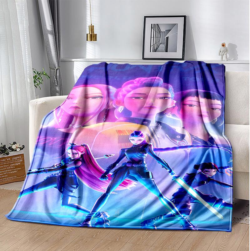 Kpop Hunter Flannel Blanket Soft Warm All-Season Throw, Design for Camping, Car Travel, Hiking Sofa, Bed, Office Perfect Gift for Parties