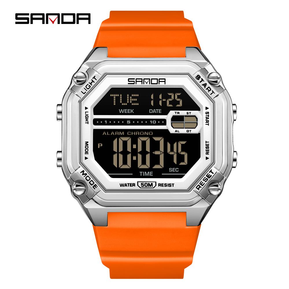 Sanda 6327 Top Luxury Men's Electronic Watch Large Dial Alarm Clock Countdown Night Light Calendar Sports Student Digital Watch