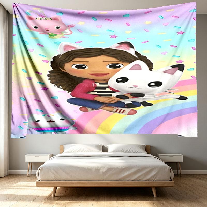 Gabby's Dollhouse Print Tapestry - Portable Wall Decor Cloth, for Home, Dorm, Travel, Bedroom, Living Room - Ideal Birthday Housewarming Gift