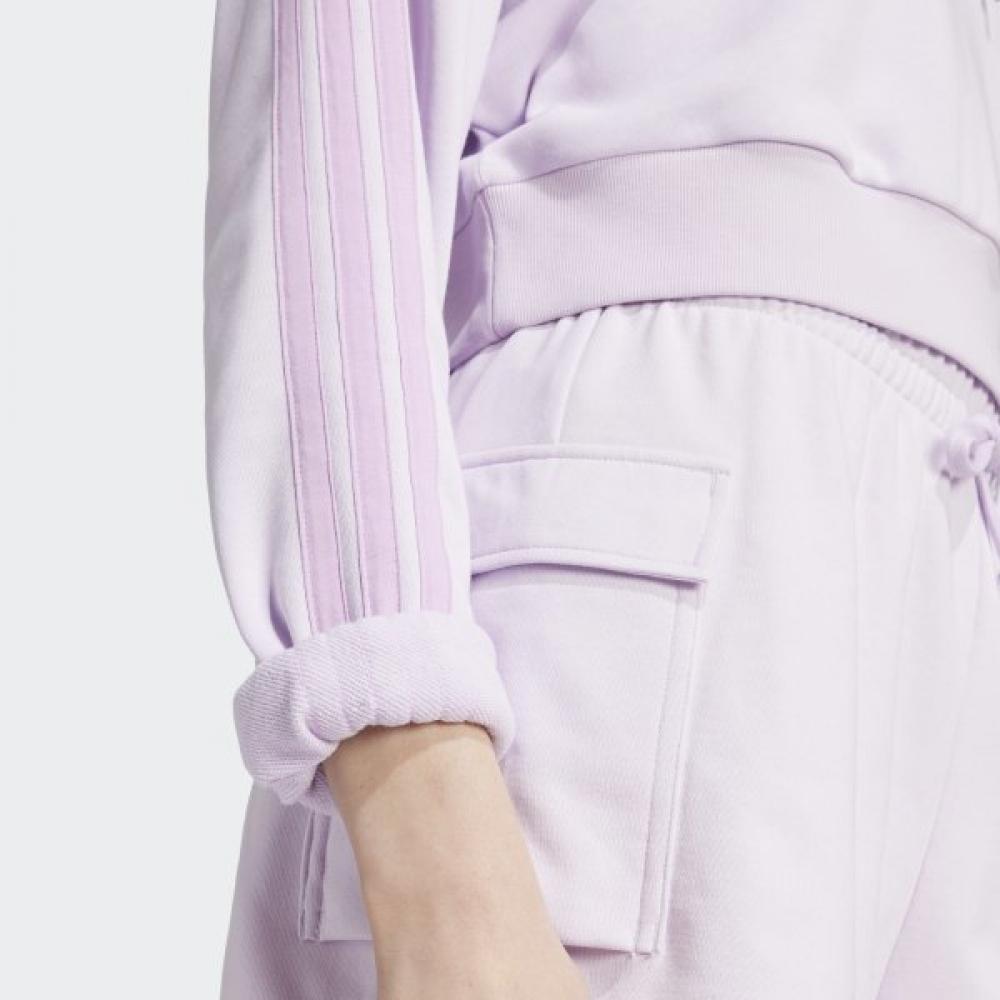 AdidaS Women S Daily Spring Fall Hooded Crop T ShirT iS6995 eSSenTial 3 STripe French Te...