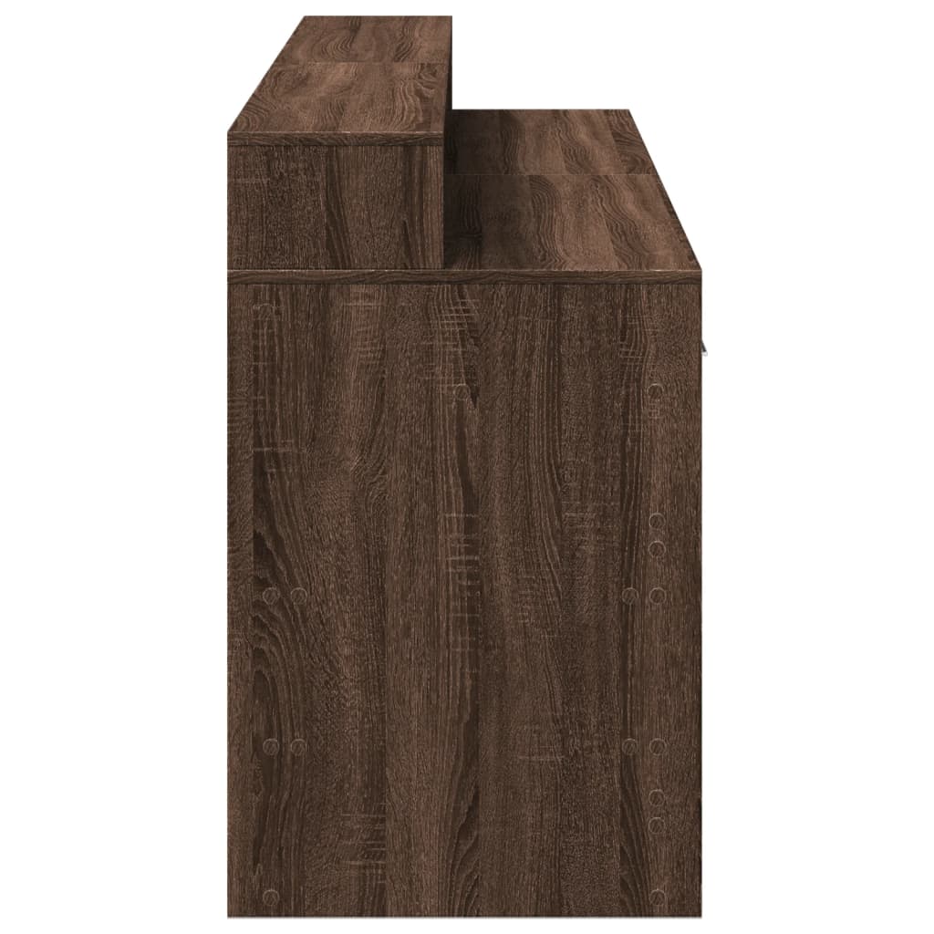 LED Desk in Brown Oak Look 160x55x91 cm Particleboard