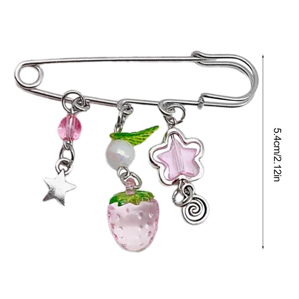 Sweet Pin Clothing Jewelry Sweater Shawl Clip Strawberry Chain Pin Alloy Material Clasp Pin Lapel Pin for Daily Party