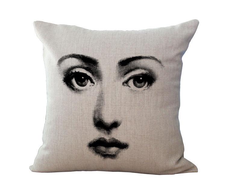 Винтажная льняная наволочка Piero Fornasetti с лицом, наволочка для диванной подушки, поясничная подушка, новый чехол
