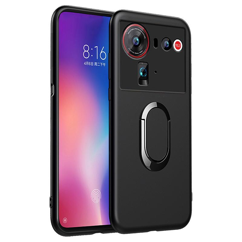 Чехол для ZTE Nubia Z80 Ultra с металлическим кольцом-подставкой, чехол для телефона, держатель для автомобиля, матовый мягкий силиконовый корпус для телефона ZTE Nubia Z80 Ultra