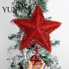 Holiday Party Ornament Glitter Star Christmas Tree Topper, Hollow Treetop Ornament, Top Accent Piece Sparkling Decoration for Home Decor Gold Silver