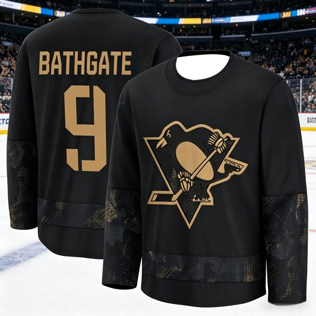 Unisex Ice Hockey Training Suit - Penguin Team 3D Printed Breathable Moisture-Wicking Black Long-Sleeved Basketball Jersey Kids