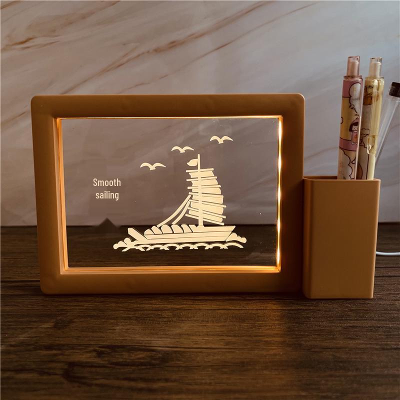3D Photo Frame Pen Holder Night Light – Creative Graduation or Birthday Gift for Teachers and Classmates