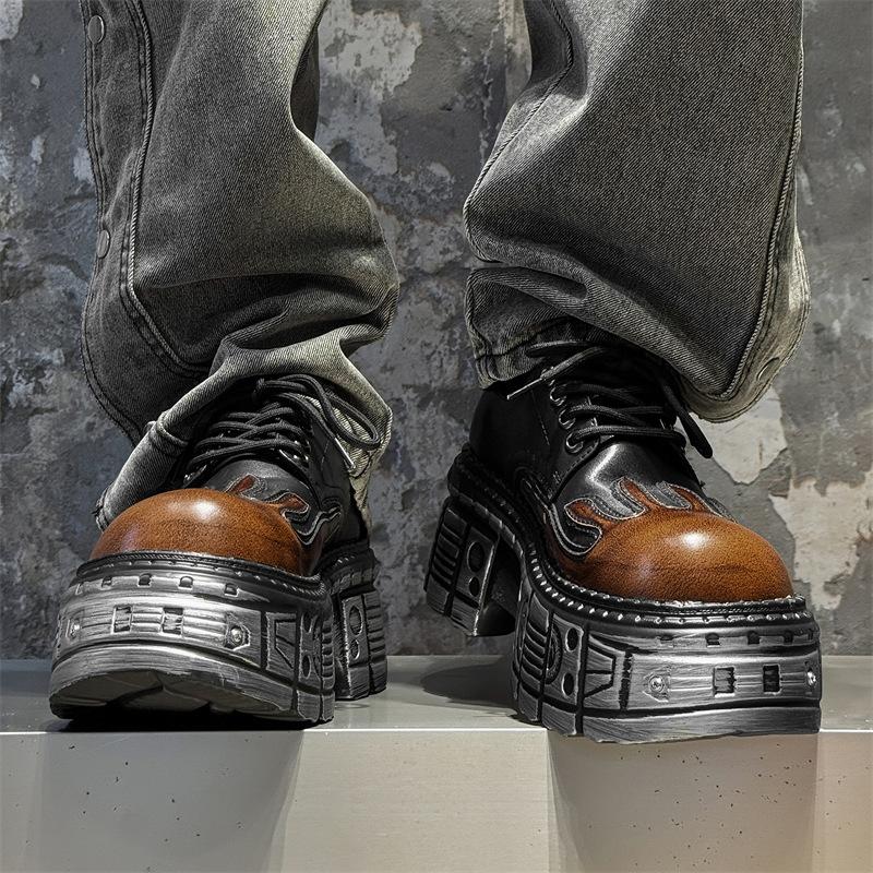 Женские кроссовки Новый панк-стиль Женская обувь Готические ботильоны Рок-ботинки На шнуровке Высота каблука Обувь на платформе Женский Металлический декор