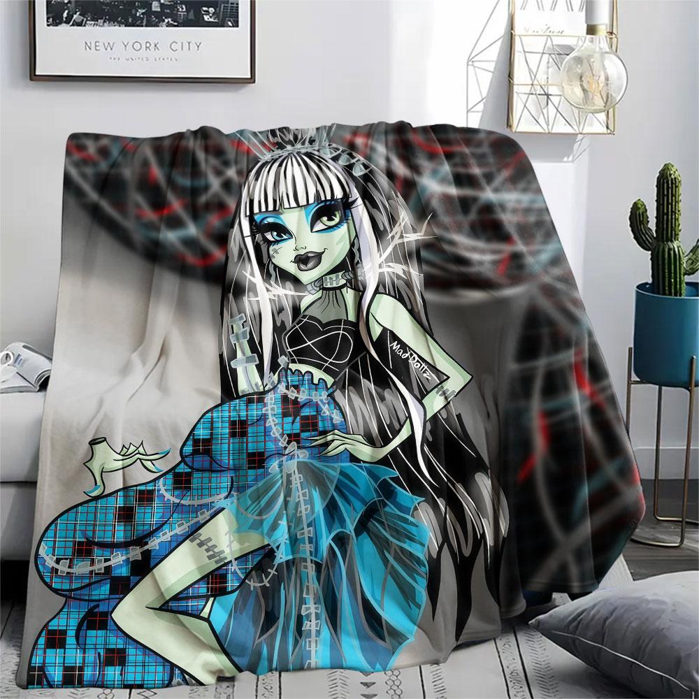 Frankie Stein Printed Flannel Blanket, soft throw for bedroom sofa, washable, fan merchandise, great gift.