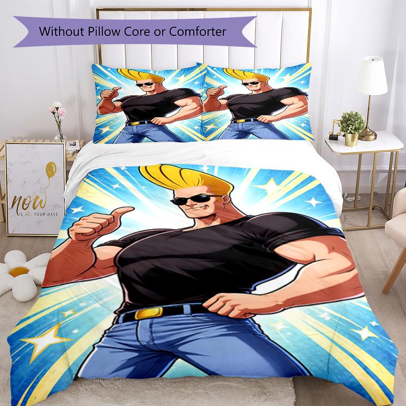 3pcs Johnny Bravo Bedding Set Duvet Cover Closure Includes 1 Duvet Cover & 2 Pillowcases, Soft and Comfortable for All Seasons.