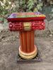 Hand Painted Wooden Chowki Pedestal Table | Indian Folk Art Statue Stand