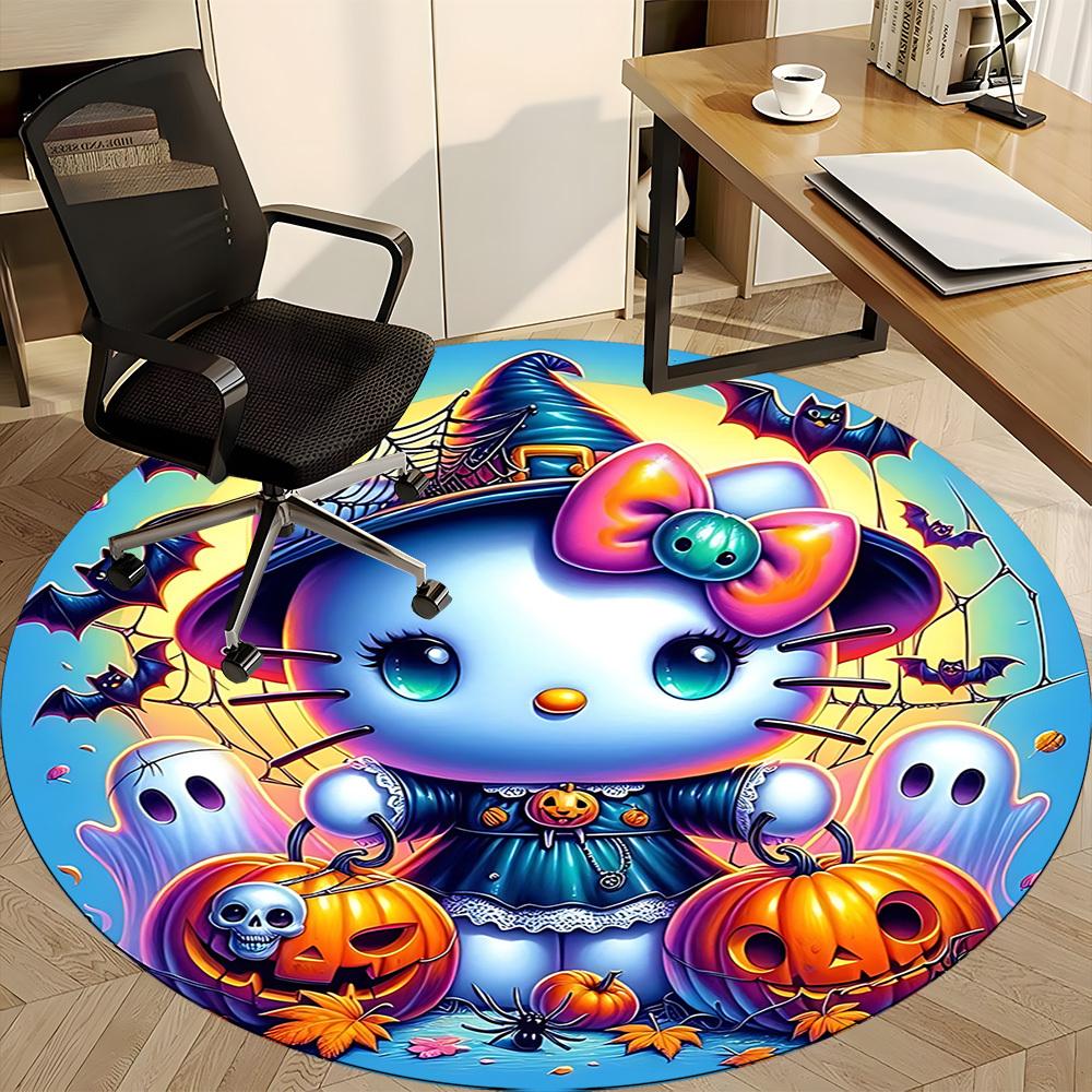 1 шт. Хэллоуин Hello Kitty Коврик на стул для офиса, нескользящий, мягкий и удобный, коврик для офиса, игр, легкий круглый коврик для пола